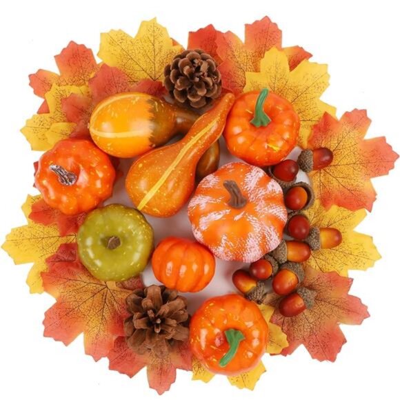 Fall Decorations for Home-6pcs Mini Pumpkins & 2pcs Gourds, 30pcs - Picture 1 of 7